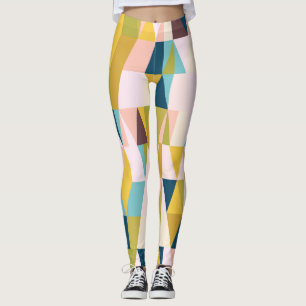 Colourful triangle tiles, vintage background. leggings