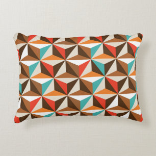 Colourful Triangle Tiles Vintage Pattern Decorative Cushion