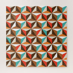 Colourful Triangle Tiles Vintage Pattern Jigsaw Puzzle