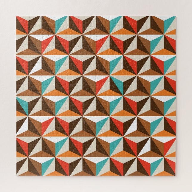 Colourful Triangle Tiles Vintage Pattern Jigsaw Puzzle (Vertical)