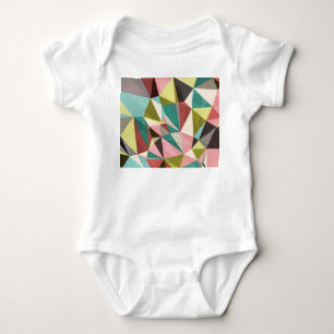 Colourful Triangles, Abstract Geometric Shapes. Baby Bodysuit