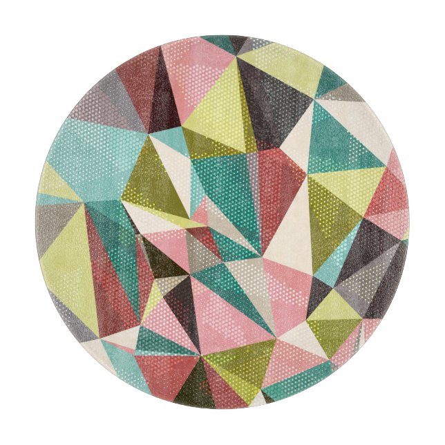 Colourful Triangles, Abstract Geometric Shapes. Cutting Board (Front)