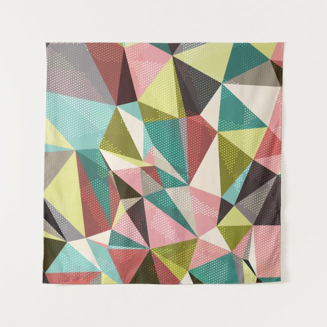 Colourful Triangles, Abstract Geometric Shapes. Tapestry (Front)