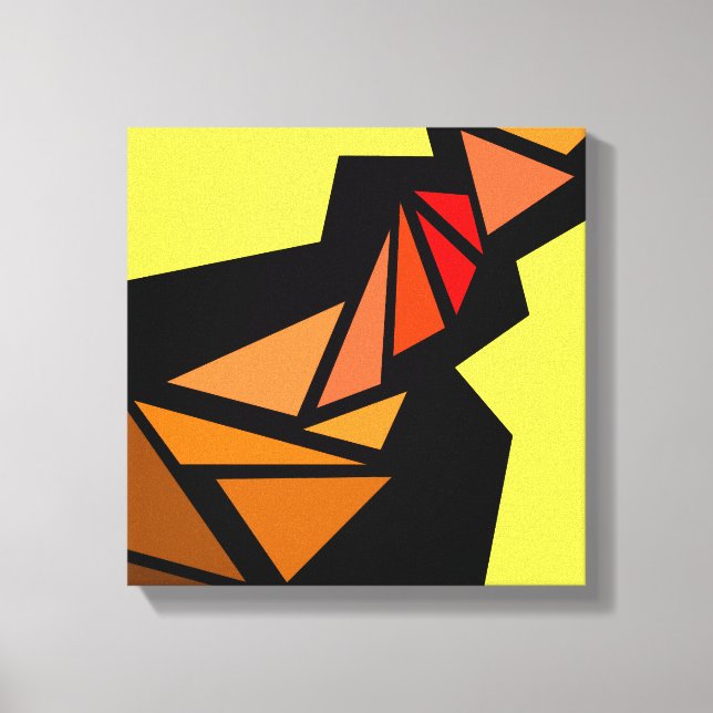 Colourful triangles Abstract Geometric Yellow blac Canvas Print (Front)