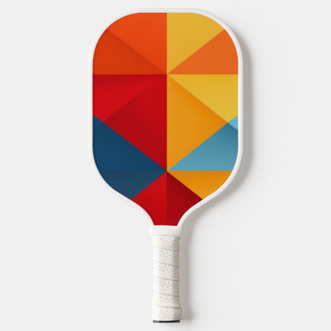 Colourful triangles background pickleball paddle (Front)