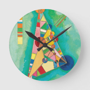 Colourful Triangles by Wassily Kandinsky Round Clock