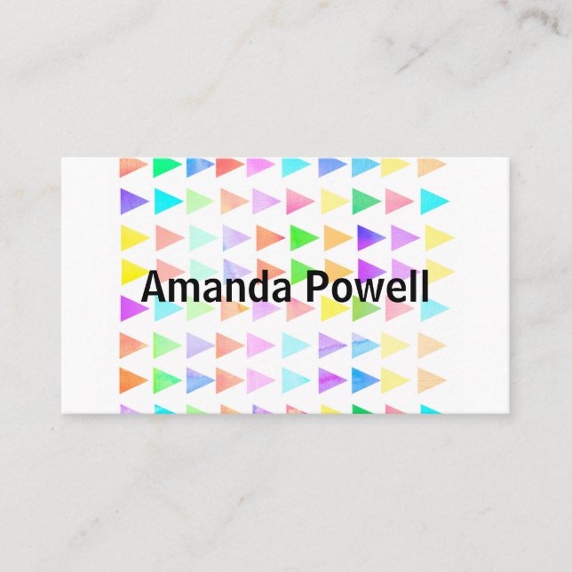 colourful triangles cheerful pattern modern business card (Front)