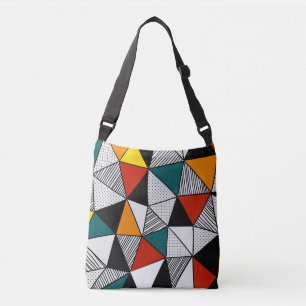 colourful triangles geometric pattern crossbody bag