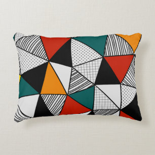 colourful triangles geometric pattern decorative cushion