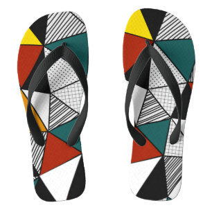 colourful triangles geometric pattern jandals