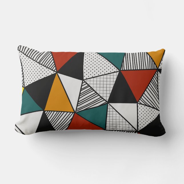 colourful triangles geometric pattern lumbar cushion (Front)
