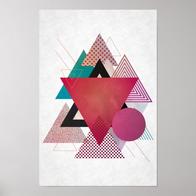 Colourful triangles geometry poster (Front)
