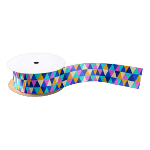 Colourful Triangles Modern Geometric Pattern Satin Ribbon