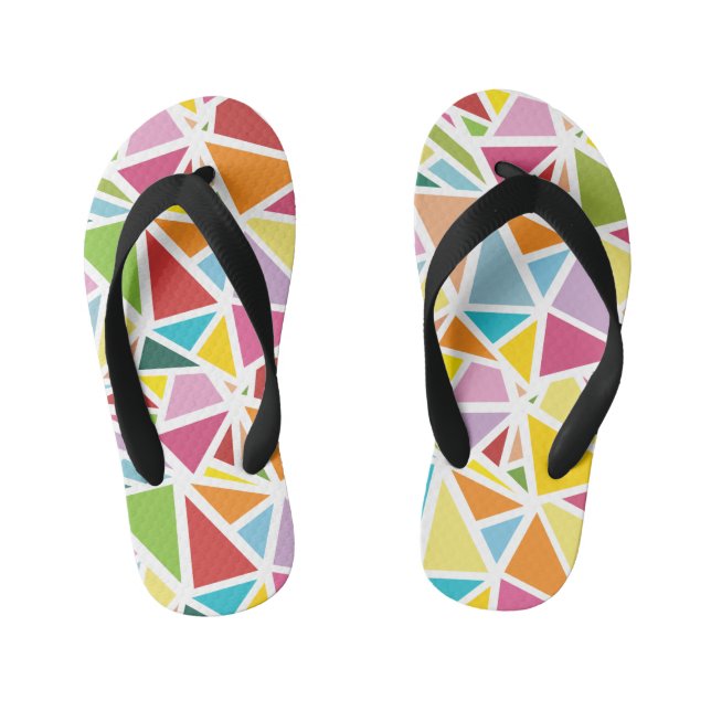 Colourful triangles pattern 2 kid's jandals (Footbed)
