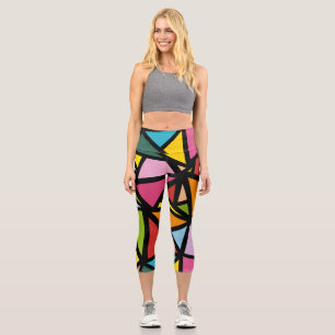 Colourful triangles pattern 3 capri leggings