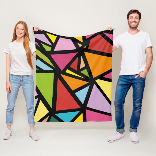 Colourful triangles pattern 3 fleece blanket (In Situ)