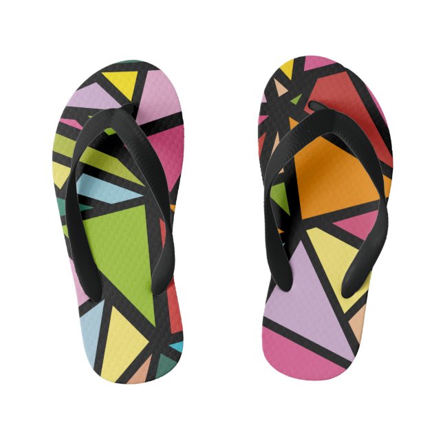 Colourful triangles pattern 3 kid's jandals (Footbed)