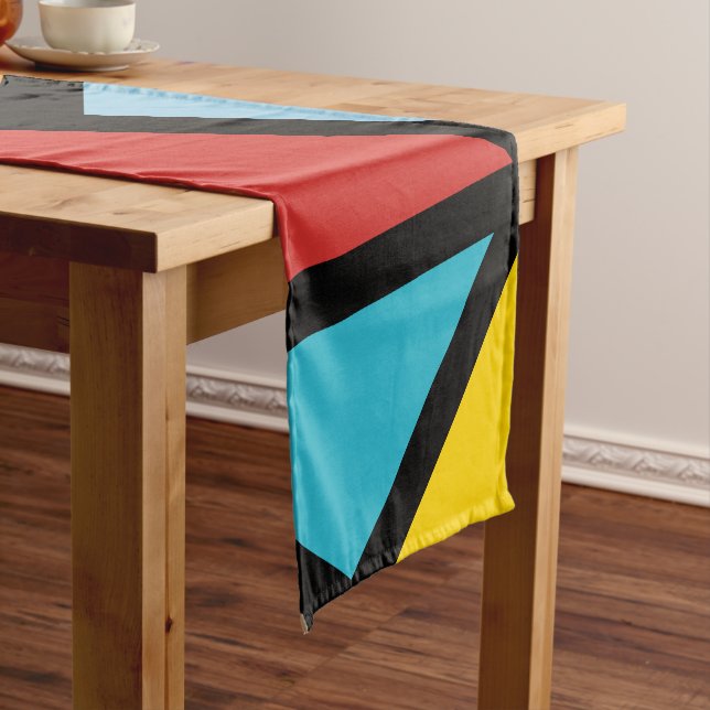 Colourful triangles pattern 3 short table runner (In Situ)