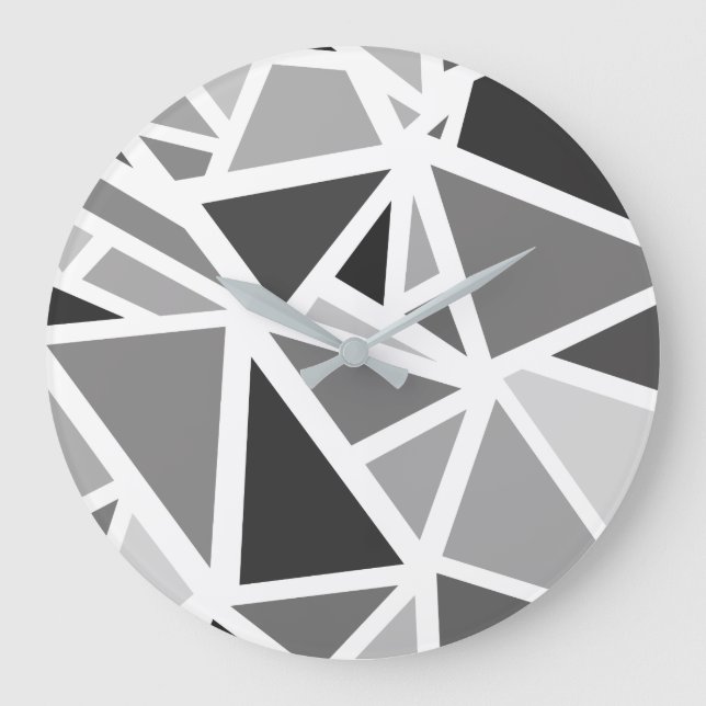 Colourful triangles pattern 5 large clock (Front)