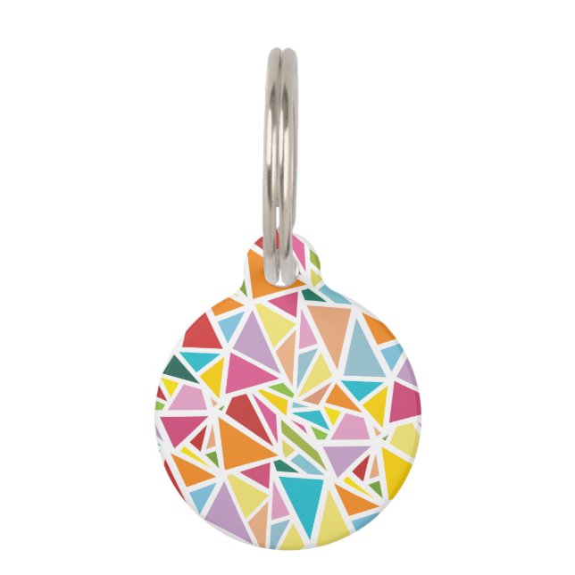 Colourful triangles pattern pet tag (Front)