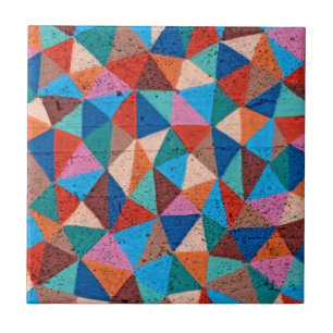Colourful Triangles Urban Graffiti Style Tile