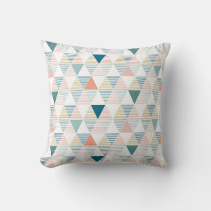 Colourful triangles with stripes pattern cushion