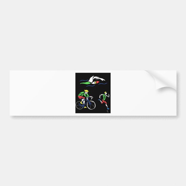 Colourful Triathlon Design Bumper Sticker (Front)
