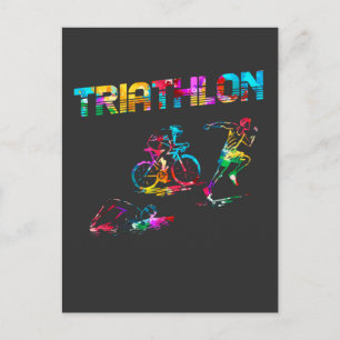 Colourful Triathlon Swim Bike Run Athlete Sports Postcard