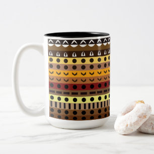 Colourful Tribal Deco Art Pattern Two-Tone Coffee Mug