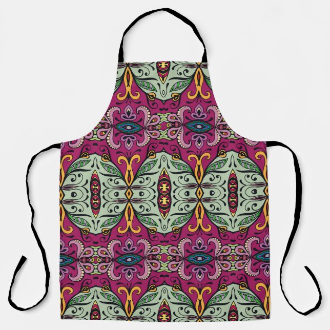 Colourful tribal ethnic seamless pattern apron (Front)