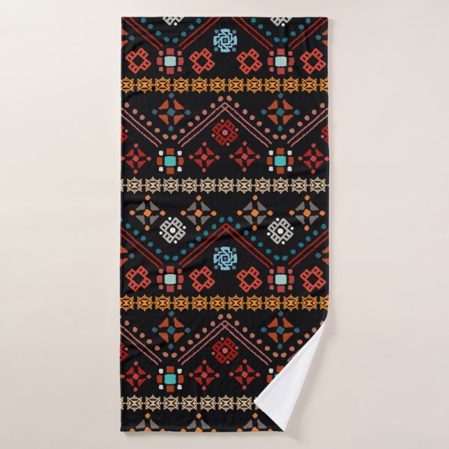 Colourful tribal ethnic seamless pattern bath towel (Bath Towel)