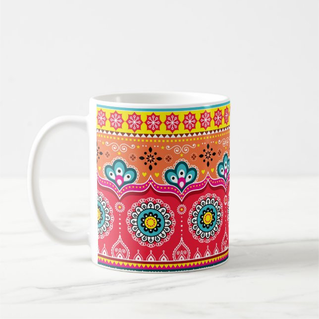 Colourful tribal ethnic seamless pattern coffee mug (Left)