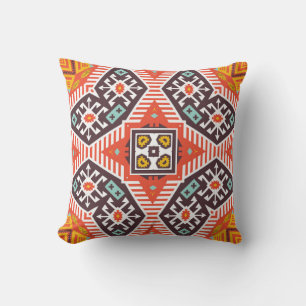 Colourful tribal ethnic seamless pattern cushion