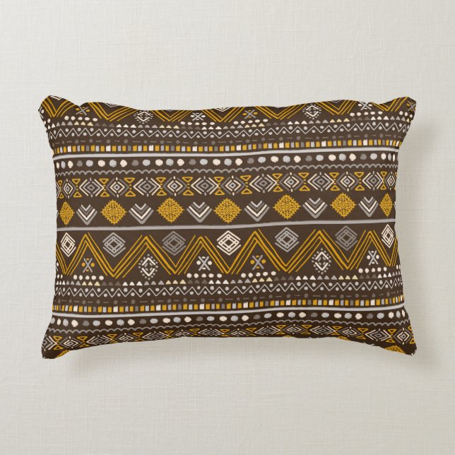 Colourful tribal ethnic seamless pattern decorative cushion (Front)