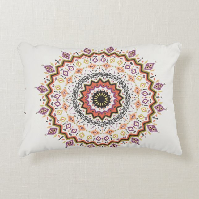 Colourful tribal ethnic seamless pattern decorative cushion (Front)