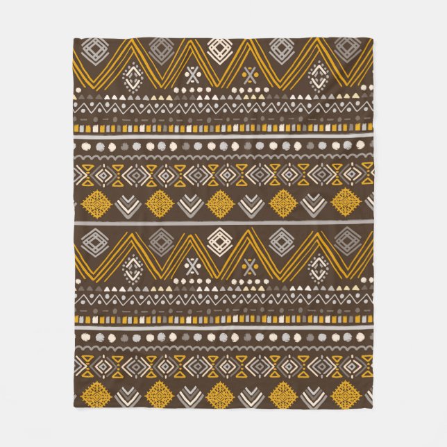 Colourful tribal ethnic seamless pattern fleece blanket (Front)