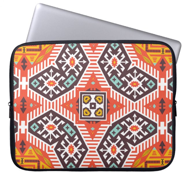 Colourful tribal ethnic seamless pattern laptop sleeve (Front)