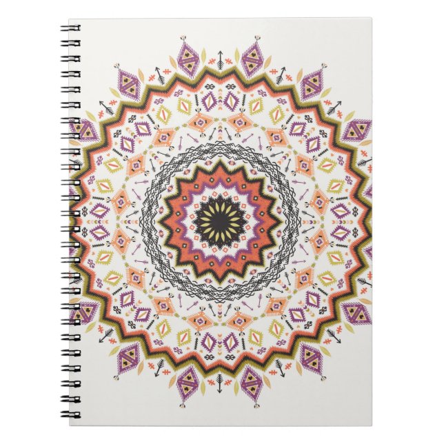 Colourful tribal ethnic seamless pattern notebook (Front)