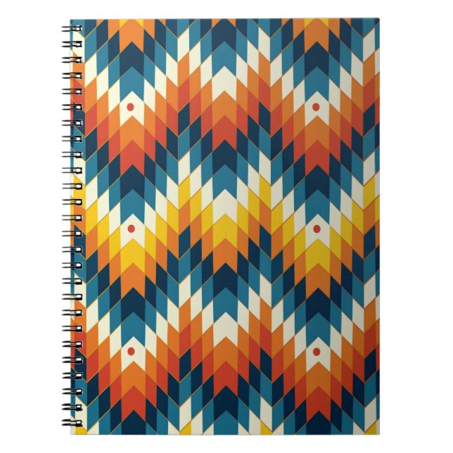 Colourful tribal ethnic seamless pattern notebook (Front)