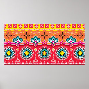 Colourful tribal ethnic seamless pattern poster