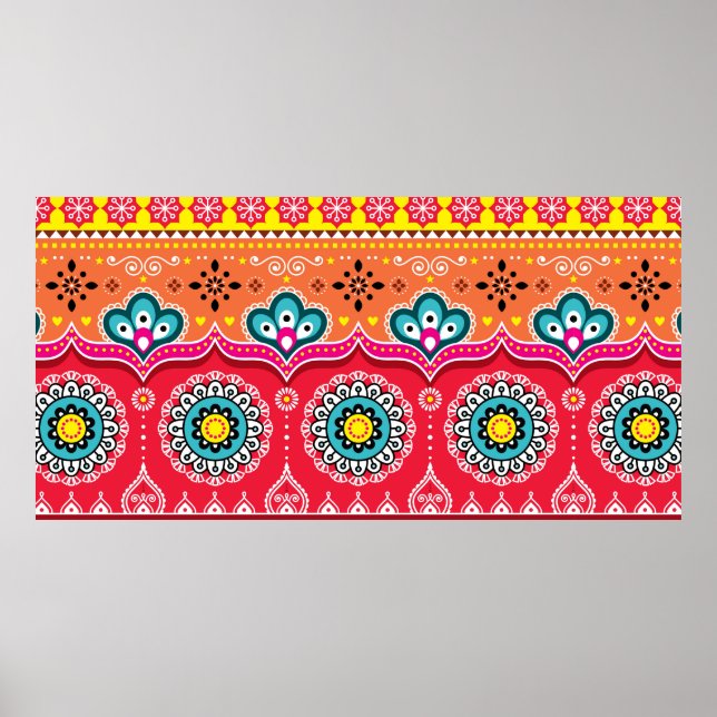 Colourful tribal ethnic seamless pattern poster (Front)