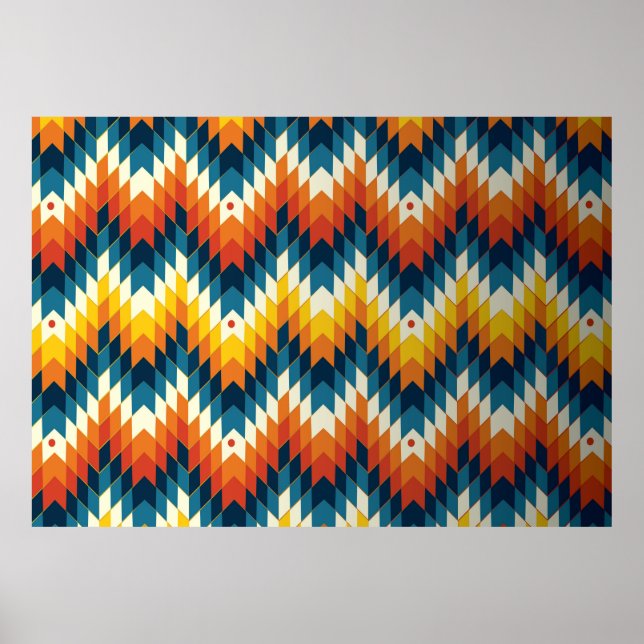 Colourful tribal ethnic seamless pattern poster (Front)