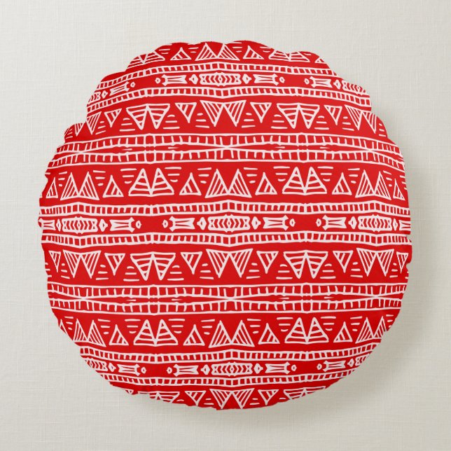 Colourful tribal ethnic seamless pattern round cushion (Front)