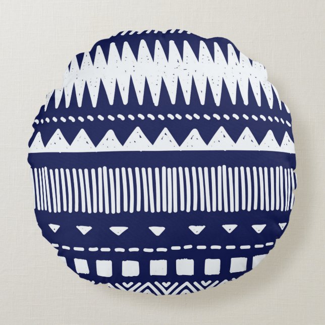 Colourful tribal ethnic seamless pattern round cushion (Front)