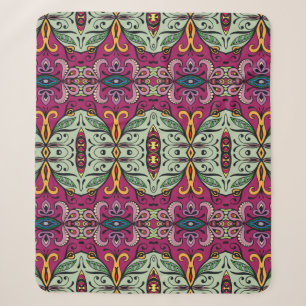 Colourful tribal ethnic seamless pattern sherpa blanket