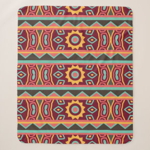 Colourful tribal ethnic seamless pattern sherpa blanket