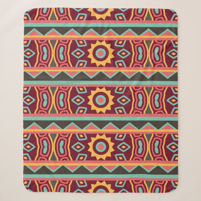 Colourful tribal ethnic seamless pattern sherpa blanket (Front)