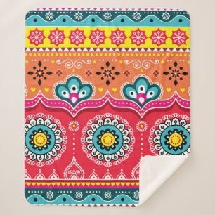 Colourful tribal ethnic seamless pattern sherpa blanket