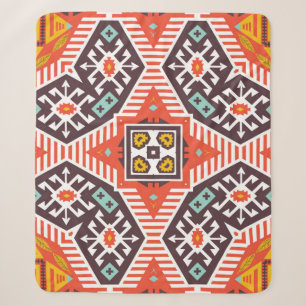 Colourful tribal ethnic seamless pattern sherpa blanket