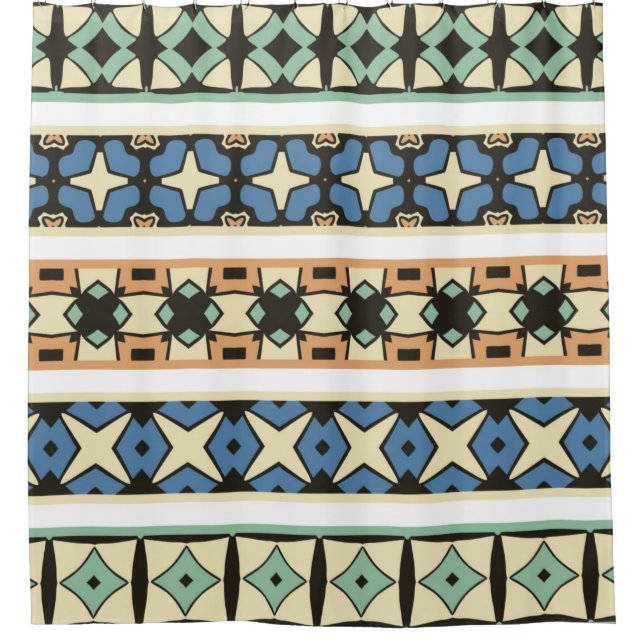 Colourful tribal ethnic seamless pattern shower curtain (Front)